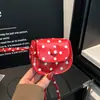 2026 Moda PU Bolinhas Coração Pequeno Mini Doce Fofo Moda Estiloso Porta-moedas Ombro Único Transversal Envelope Vermelho