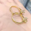 Celebridad de Internet Explosiones Moda Clásica Diseño de Nicho Moissanita Simple Seis Garras Circonita Anillo Abierto Femenino Outlet de Fábrica