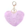 Colgante de Pompón con Forma de Corazón Transfronterizo al por Mayor, Decoración de Peluche para Coche, Llavero con Forma de Corazón para Parejas, Pompón del Día de San Valentín