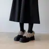 Novos Sapatos Peludos de Corte Profundo com Solado Grosso Estilo Francês Suave com Design de Nicho e Salto Grosso Estilo Britânico para Mulheres - Outono e Inverno de 2026