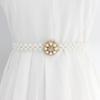 Corrente de Cintura com Strass e Pérolas Estilo Coreano Feminina Moda Decoração de Vestido Cinto Elástico Cobertura Elástica de Cintura com Flores Doces Feminina