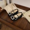 Sapatos de Couro para Meninas, Sapatos de Princesa para Crianças, Estilo Primavera e Outono 2026, Bico Baixo, Mocassins Slip-On Estilo Chanel, Sapatos de Couro de Bico Redondo