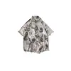 Camisa Casual de Manga Curta Tie-Dye Gradiente da Moda de Verão para Homens, Corte Amplo de Seda Gelada de Secagem Rápida para Casais