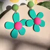 Brincos de Pintura a Óleo Coloridos, Suaves e Doces, Brincos de Flor Laranja Mar de Flores, Atmosfera Sonhadora, Brincos de Cor Contrastante para Mulheres