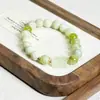 Pulsera de Flores de Jade Verde Fresca y Natural, Pulsera de Piedras Naturales con Cuentas, Pulsera Nueva Simple Versátil para Mujer