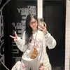 Forrado com fleece Espessado Emagrecedor Alunos do Ensino Fundamental Blusa com Capuz Estampada Fresca Gola Redonda Suor Feminino Grafite Manga Longa Fina Fresco