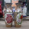 Vaso Grande de Cerâmica Chinesa Jingdezhen de Chão com Peônia Pastel 90cm Vaso de Cerâmica Decoração de Sala de Estar
