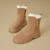 Botas de neve de pelúcia estilo Nordeste em couro macio para mulheres, nova coleção de inverno 2026, com acolchoamento extra espesso, forradas com fleece, com aumento de altura e quentes, estilo Martin