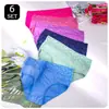 Calcinha Fio Dental Feminina com Estampa de Flor de Renda, Confortável, Forro 100% Algodão, Cintura Alta, Roupa Íntima Feminina, Venda Quente Europeia Americana