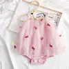 Macacão infantil de verão tudo-em-um, saia de malha com tira, envoltório de pum, feminino, bebê, lua cheia, algodão puro, fino, traje de escalada