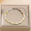 Pulsera de Acero Inoxidable con Perlas de Colores Oro y Plata, Temperamento Neutro, Personalizada, Sentido Avanzado, Giro Geométrico Simple, Accesorios de Pareja