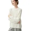 Suéter de cachemira para mujer de otoño e invierno, cuello redondo, corte holgado, suave y cómodo, versátil, con un diseño de punto trenzado calado, tejido y grueso para usar en capas