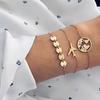 Pulsera de dijes de mapa de avión bohemio europeo y americano, juego de 3 piezas para mujer, pulsera de cadena dorada multicapa, regalo al por mayor