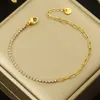 Pulsera Nueva y Colorida de Circonita 2025 para Mujer, Cadena de Tenis Versátil y de Moda, Joyería con Diseño de Nicho, Acero de Titanio, No se Desvanece