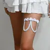 Bambu como roupas uma geração de meninas fofas corrente BBC alças de flor branca anel elástico na coxa P0378