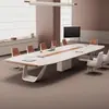 Nova mesa de conferência grande laqueada de alta qualidade, mesa longa, mesa de negociação estilosa, mesa de escritório e cadeiras de sala de conferência de luxo leve e elegantes
