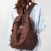 Yx Mochila Escolar Xadrez de Lã Retrô Feminina 2026 Outono e Inverno Novo Estilo Mochila Diária para Viagem Mochila para Alunos do Ensino Médio e Universitário