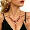 Conjunto de Joias Acessórios para Festa de Noiva Prom Festa Transfronteiriça Moda de Luxo Leve Corrente de Clavícula Colar com Cravação de Diamantes Brincos