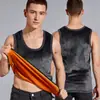 Colete Térmico Masculino de Veludo Dupla Face para o Inverno com Acolchoamento de Veludo, Roupa Íntima de Base Próxima ao Corpo, Colete Masculino com Gola Redonda, Peça Dupla