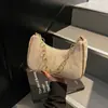 Verano Nuevo Versátil Moda Paja Tejida Retro Bolso Baguette Sobaco Simple Literario Bandolera de Mano de Hombro Único para Mujer