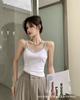 Estilo coreano contraste cor slim fit camisole com almofada peito mulheres fora usar top curto quente menina sexy interior esportes cueca