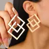 Pendientes de diamantes irregulares europeos y americanos estilo Ins, de aleación galvanizada con líneas retorcidas de alta calidad, pendientes exagerados para mujer.