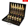 Juego de Cubiertos de Acero Inoxidable 410 para Bistec, Tenedor y Cuchara, Juego de 24 Piezas para 6 Personas, Caja de Regalo con Tenedor, Cuchara y Cuchillo