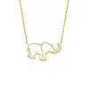 Collar con colgante de acero inoxidable europeo y americano, elefante hueco de la suerte, cadena para la clavícula, joyería popular de elefante en AliExpress