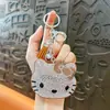 Llavero de Gato Incrustado con Diamantes, Elegante Colgante de Gato Coreano de Terciopelo Perforado en Caliente, Accesorios para Bolsos, Llavero, Pequeño Regalo al por Mayor