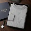 Suéter Grueso de Punto de Cachemira Otoño e Invierno Nueva Moda Pulóver Urbano Camisa Base de Manga Larga de Punto de Cachemira para Hombre