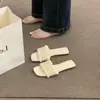 Sandalias planas de moda estilo coreano retro tejidas de punta abierta con tacón bajo sin cordones, nuevo modelo verano 2026