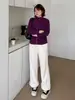 Pantalones Casuales Cálidos de Mezcla de Lana con Forro de Polar para Mujer Talla Grande, Nuevo Estilo de Invierno, Pantalones de Pierna Ancha Suaves y con Caída 413632