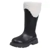 Botas altas de cuero cálidas forradas de polar para niños, nuevas botas altas antideslizantes de otoño e invierno para niñas de 6 a 12 años, dulces botas de princesa
