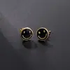 Pendientes de Cara Sonriente de Celebridad de Internet 2022 Nueva Moda Chapados en Oro Cobre Goteo de Aceite Estilo Frío Elegantes Pendientes Pequeños Pendientes para Mujer