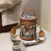 Fábrica de origem da bolsa do norte bolsa de moda bolsa cilíndrica bolsa transversal feminina bolsa de balde de urso fofo