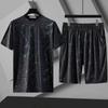 Venta Directa de Fábrica verano traje de camiseta de seda helada para hombre moderno holgado talla extra deportiva secado rápido transpirable casual manga corta corto