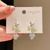 Brincos Coloridos com Flores Incrustadas~Estilo Doce de Luxo Leve Brincos de Flor Cravejados com Diamantes Brincos Frescos Dopamina Acessórios de Orelha de Alta Qualidade