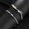 Pulsera Curva de Acero Inoxidable Grabada para Pareja 2026 Nueva Pulsera Cubana de Acero de Titanio Regalo DIY para el Día de San Valentín para Hombres y Mujeres