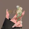Pente de Cabelo Flor de Lótus Azul Estilo Antigo Grampo de Cabelo Folha de Lótus Fresca Acessórios de Cabelo Qipao Novo Headdress Versátil Chinês Grampo de Cabelo