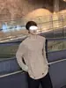 Cardigan suéter casual fino com rasgos e vazados estilo retrô americano para homens e mulheres, camisa base de tricô de manga longa com gola redonda