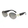 Nuevas Gafas de Sol Ovaladas Sin Montura de Moda de Alta Gama Transfronterizas Europeas y Americanas para Hombres y Mujeres, Gafas de Sol con Protección Solar y Protección UV