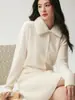 Cardigã de malha de cashmere feminino, estilo curto para outono, com gola de pelo sintético removível, nova moda 2026, jaqueta de lapela versátil