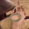 Pulseira de Barra Redonda Espessa de 12mm em Jade Cinza Antigo, Novo Estilo Chinês Acessório de Qipao, Pulseira de Concubina Imperial, Acessório de Pulseira Estilo Chinês Tradicional para Mulheres, Atacado
