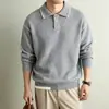 Yingao Polo de Punto Jacquard Otoñal con Cuello de Solapa para Hombre Holgado Casual Manga Larga Estilo Old Money Transfronterizo Ropa para Hombre Suéter