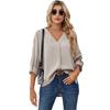 Camisa de Chiffon Europeia e Americana para Mulheres Outono e Inverno 2022 Amazon Cor Pura Moda Feminina Decote V Manga Longa Casual Top para Mulheres