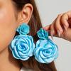 Joyería Transfronteriza Europea y Americana, Pendientes de Flor de Tela Vaquera Tridimensional Irregulares de Moda, Pendientes de Flor de Pétalos Grandes y Pequeños