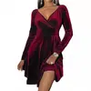 Comercio Exterior Transfronterizo Ropa Europea y Americana Vestido Falda de Vacaciones Primavera y Otoño 2025 Vestido de Manga Larga con Cuello en V Navideño