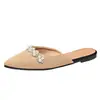 Sandalias Planas de Punta Fina con Pedrería y Perlas de Comercio Exterior Tallas Grandes para Mujer, Moda Transfronteriza Otoño 2026 Sandalias Cómodas para Mujer