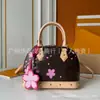 Bolso Transfronterizo Nuevo Bolso de Axila Cuero Genuino Flor de Cerezo Presbicia Versátil Moda Tendencia Bolso Cuadrado Pequeño Bolso de Hombro Único Cruzado