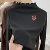Ropa interior de base para niñas de dibujos animados De Rong Otoño e Invierno Cuello medio alto Manga larga Tallas medianas y grandes para niños Elegante Cálido Oreja Volante Ropa interior Camiseta